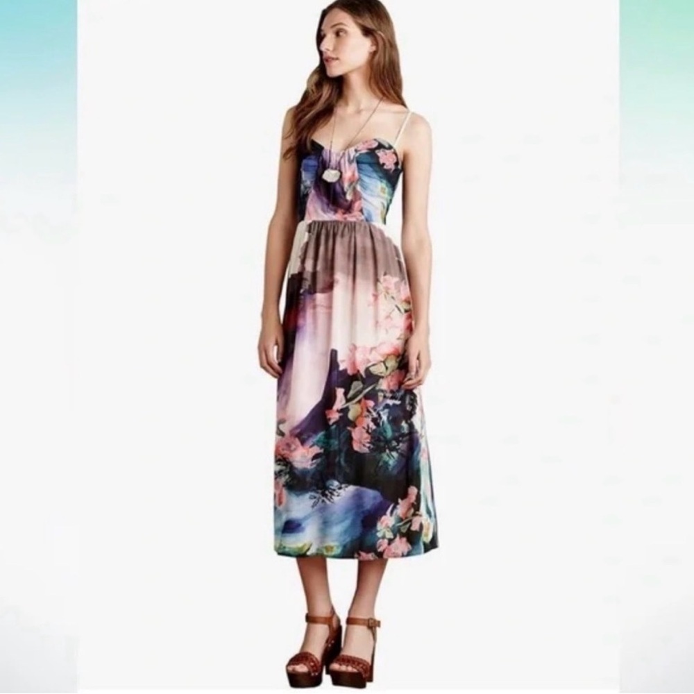 Anthropologie Corey Lynn Calter Daybreak Watercolor Floral Midi Dress